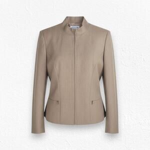 Vintage Pendleton Tan Khaki 90s USA Made Full Zip Mock Neck Wool Jacket Size 10